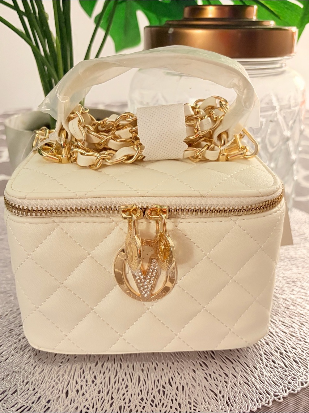 Valentino Orlandi White Vanity Bag Top Handle Crossbody - NWT
